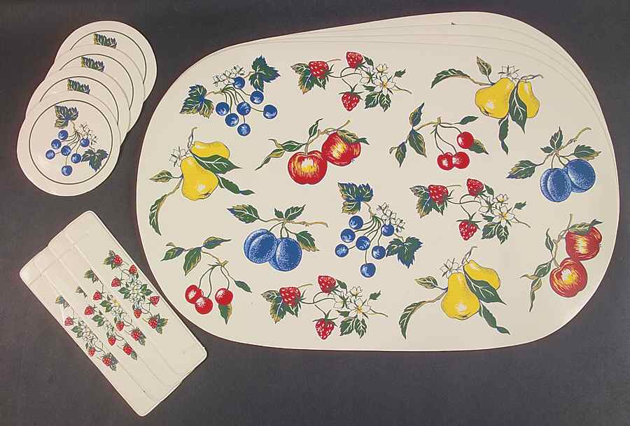 Dulcie Vinyl Placemat, Coaster, Napkin Ring - Set of 4 by Tabletops Unlimited-1
