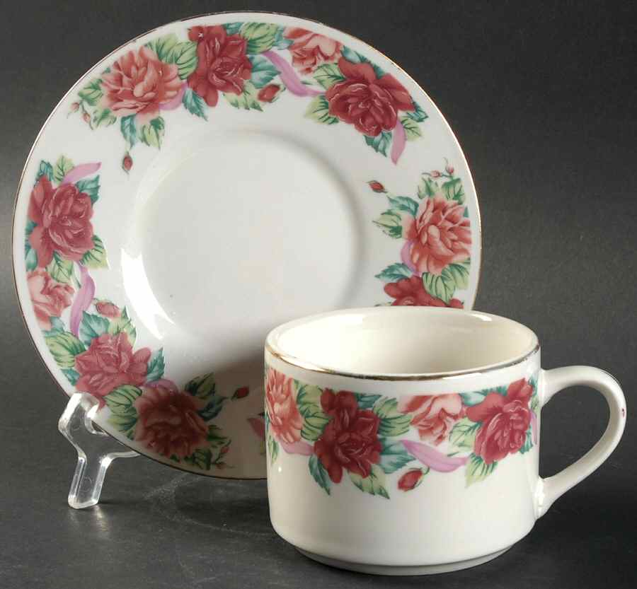 Rose Garden Flat Cup & Saucer Set by Tabletops Unlimited-1