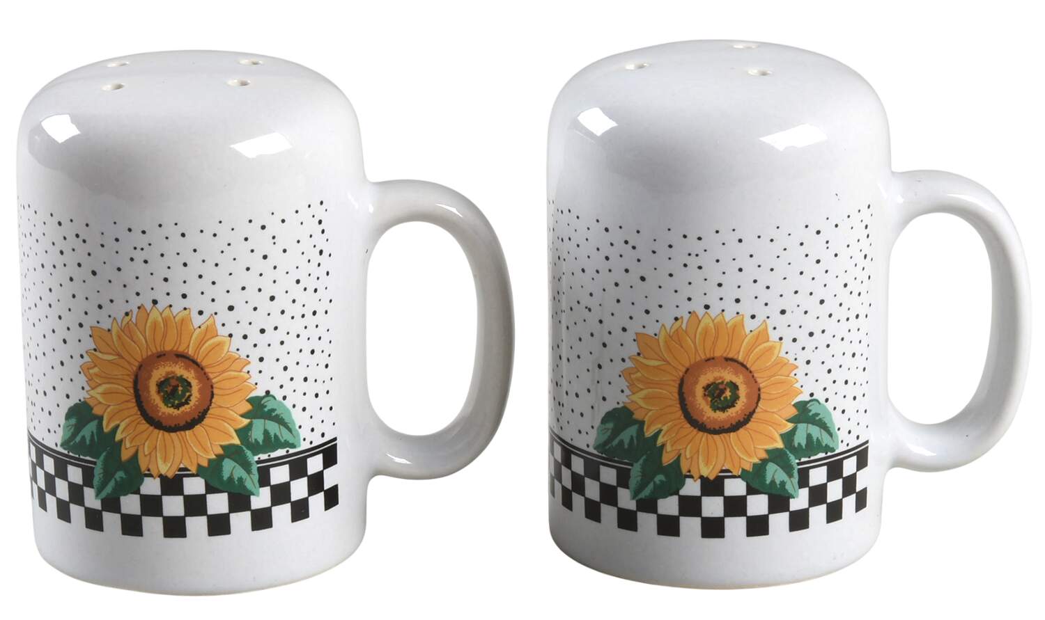 Sunny (Light Or Dark Yellow Flowers) Handled Salt & Pepper Set by Tabletops Unlimited-1