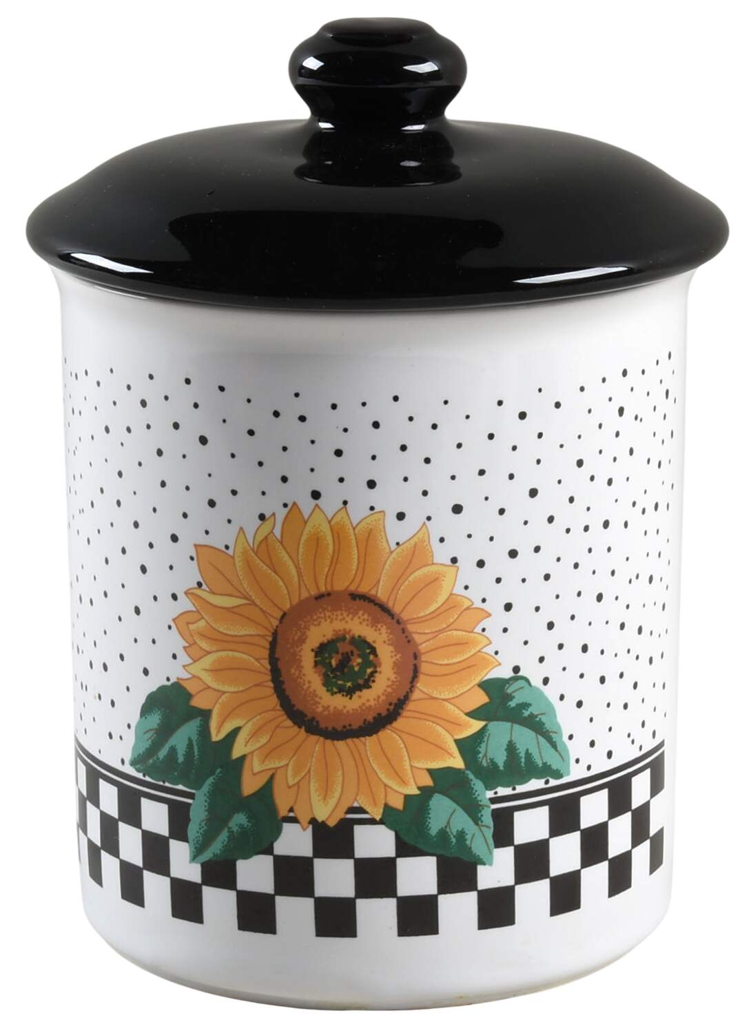 Sunny (Light Or Dark Yellow Flowers) Medium Canister & Lid by Tabletops Unlimited-1
