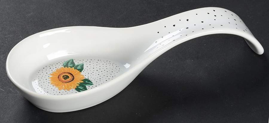 Sunny (Light Or Dark Yellow Flowers) Spoon Rest/Holder (Holds 1 Spoon) by Tabletops Unlimited-1