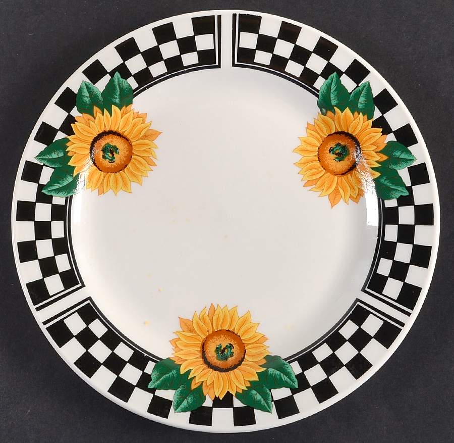 Sunny (Light Or Dark Yellow Flowers) Salad Plate by Tabletops Unlimited-1
