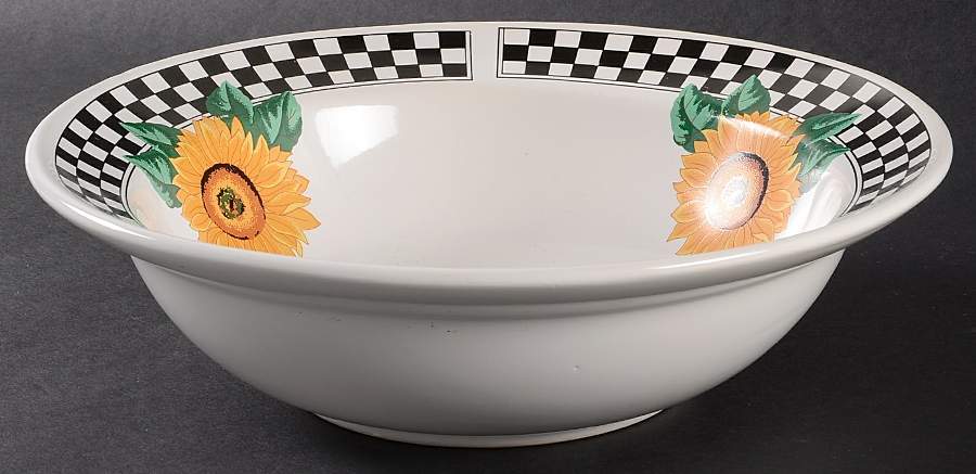 Sunny (Light Or Dark Yellow Flowers) 8" Round Vegetable Bowl by Tabletops Unlimited-1