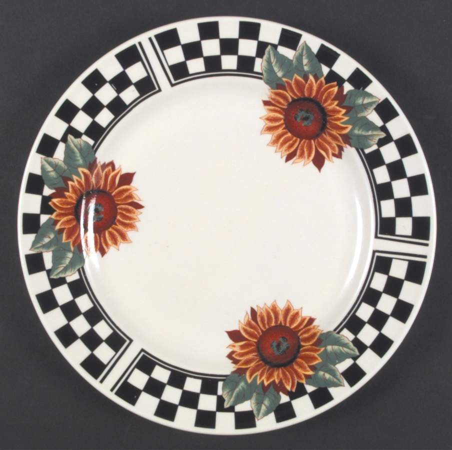 Sunny (Light Or Dark Yellow Flowers) Large Dinner Plate by Tabletops Unlimited-1