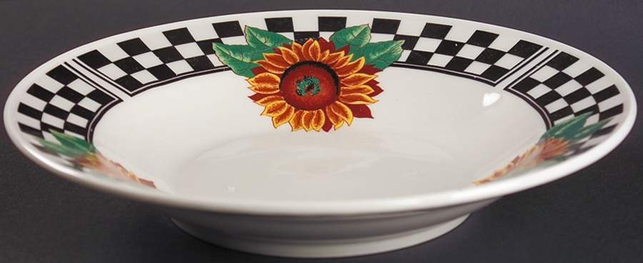 Sunny (Light Or Dark Yellow Flowers) Large Rim Soup Bowl by Tabletops Unlimited-1