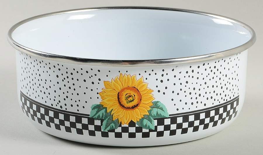 Sunny (Light Or Dark Yellow Flowers) 6" Metal Mixing Bowl by Tabletops Unlimited-1
