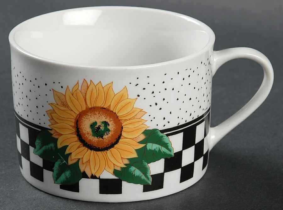 Sunny (Light Or Dark Yellow Flowers) Flat Cup by Tabletops Unlimited-1