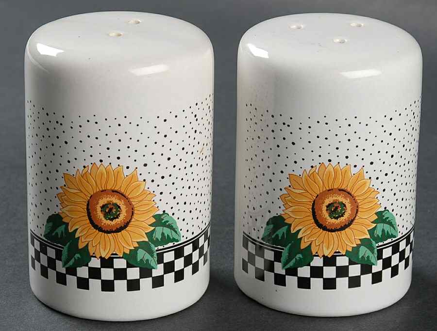 Sunny (Light Or Dark Yellow Flowers) Salt & Pepper Set by Tabletops Unlimited-1