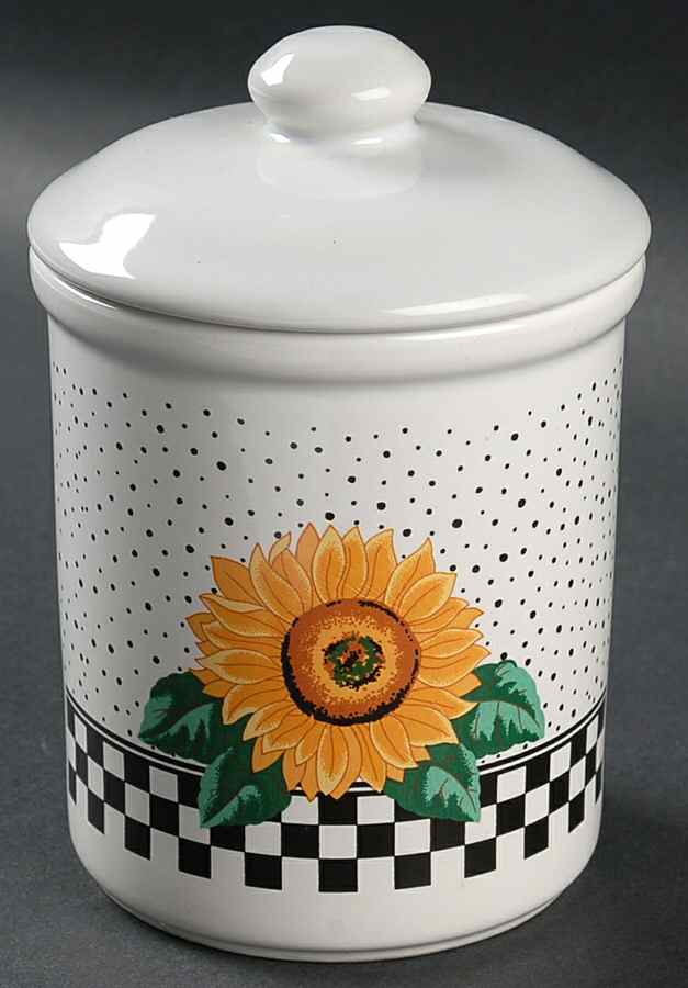 Sunny (Light Or Dark Yellow Flowers) Sugar Bowl & Lid by Tabletops Unlimited-1
