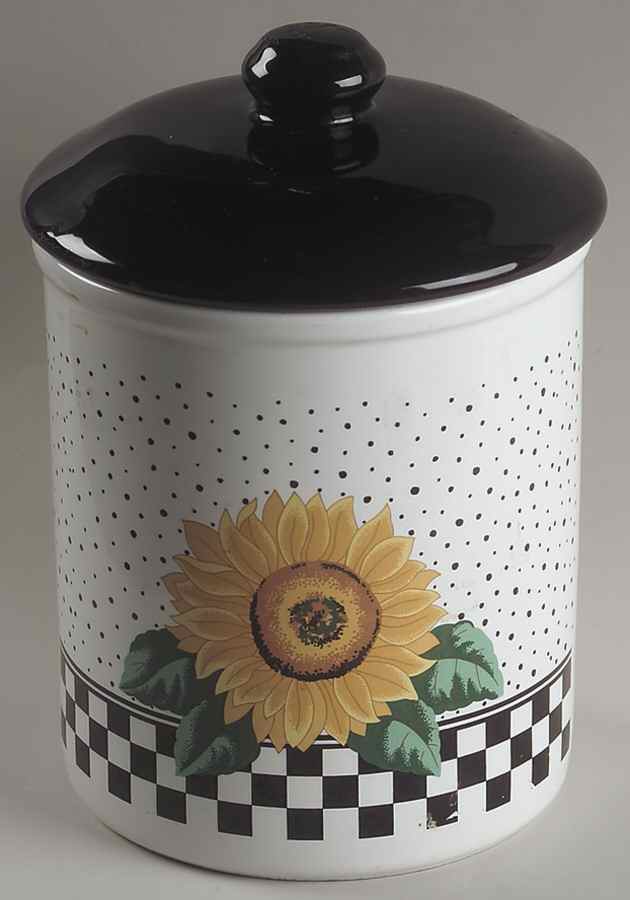 Sunny (Light Or Dark Yellow Flowers) Extra Large Canister & Lid by Tabletops Unlimited-1