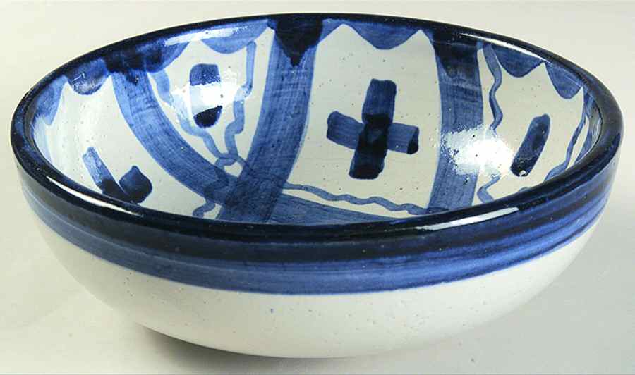 Blue Plaid 8" Round Vegetable Bowl by John B Taylor-1