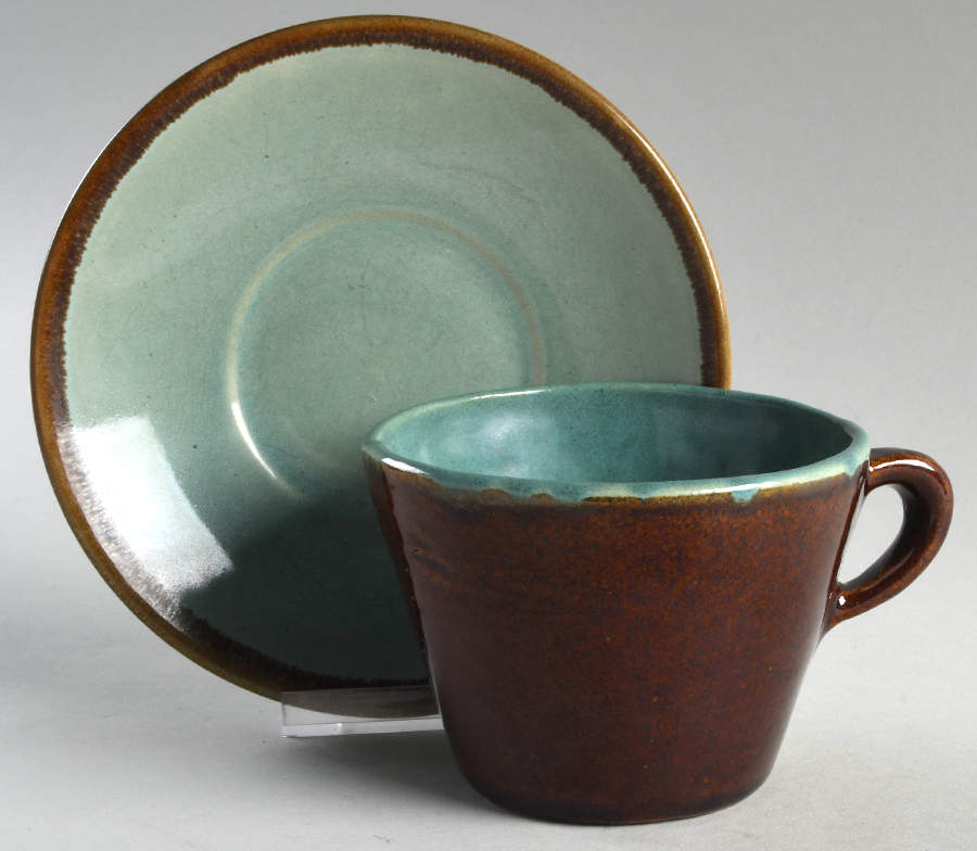 Country Fare (Glazed Bottom) Flat Cup & Saucer Set by John B Taylor-1