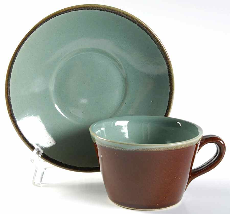 Country Fare (Glazed Bottom) Flat Cup & Saucer Set by John B Taylor-1