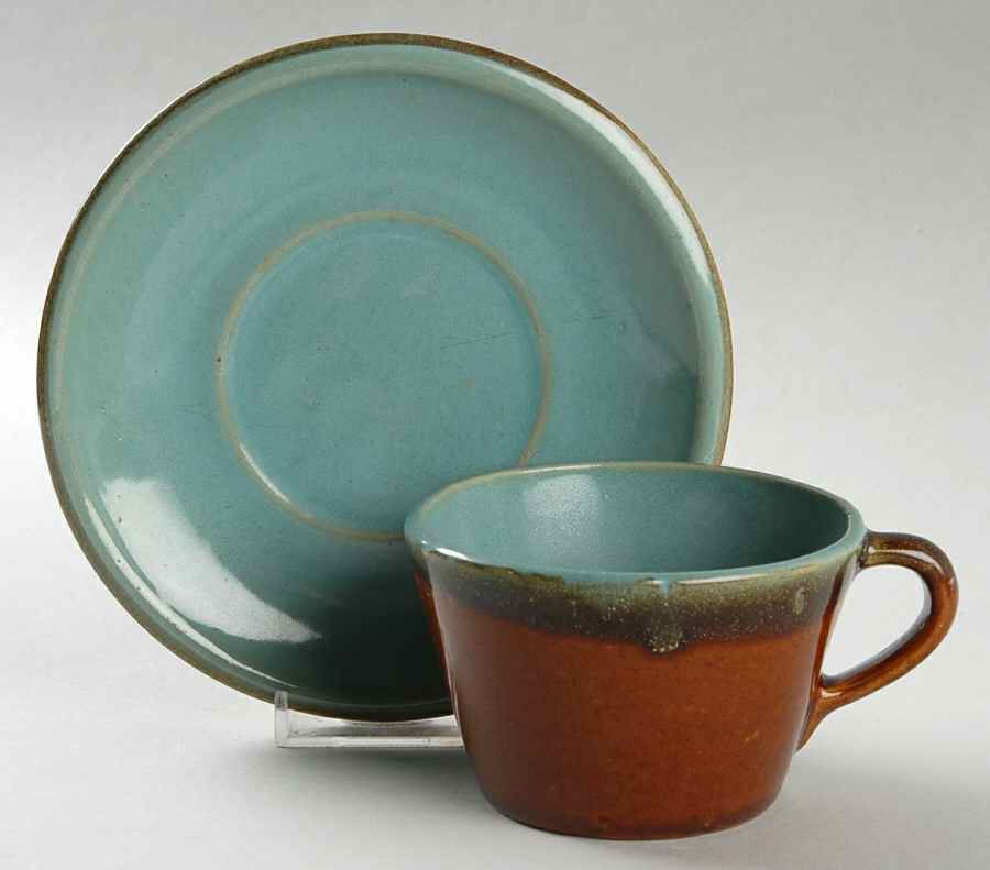 Country Fare (Glazed Bottom) Flat Cup & Saucer Set by John B Taylor-1