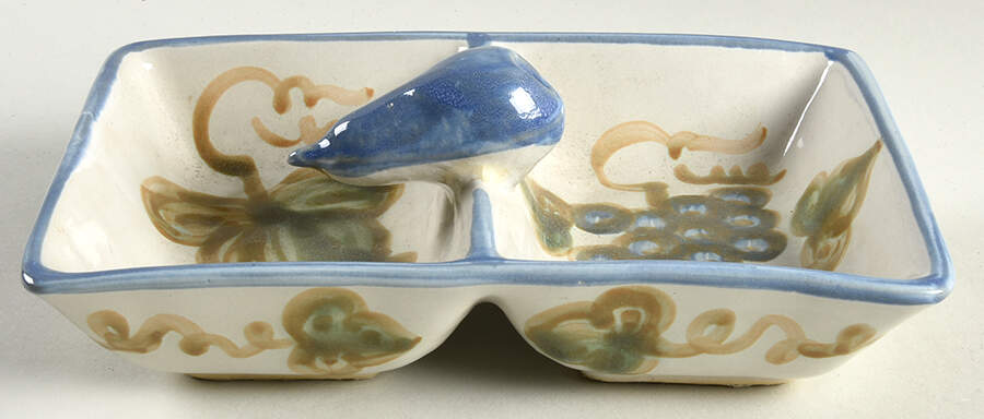Vintage Blue Rectangular Divided Vegetable Bowl by John B Taylor-1
