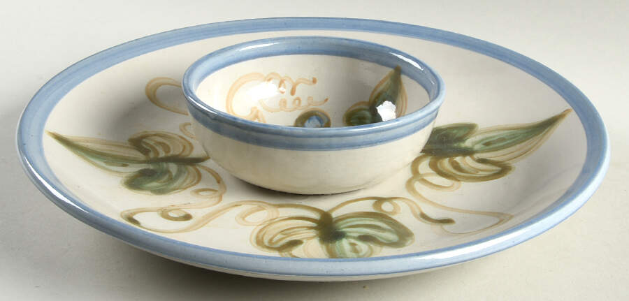 Vintage Blue 1 Piece Chip & Dip by John B Taylor-1