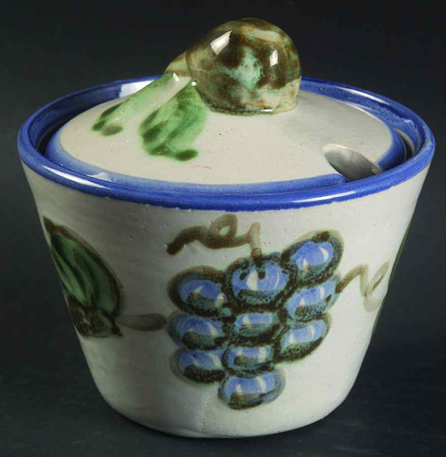 Vintage Blue Sugar Bowl & Lid by John B Taylor-1