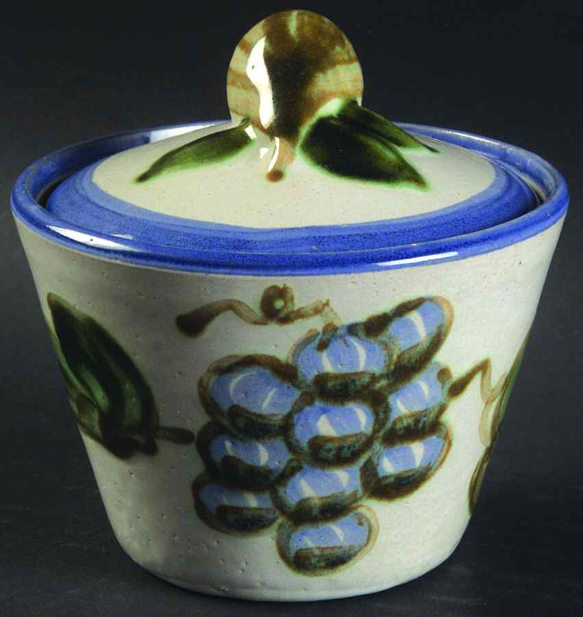 Vintage Blue Sugar Bowl & Lid by John B Taylor-1