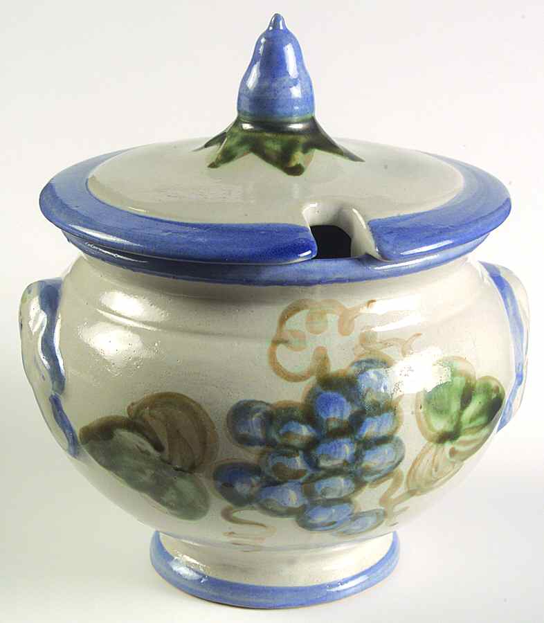 Vintage Blue Sauce Boat & Lid by John B Taylor-1