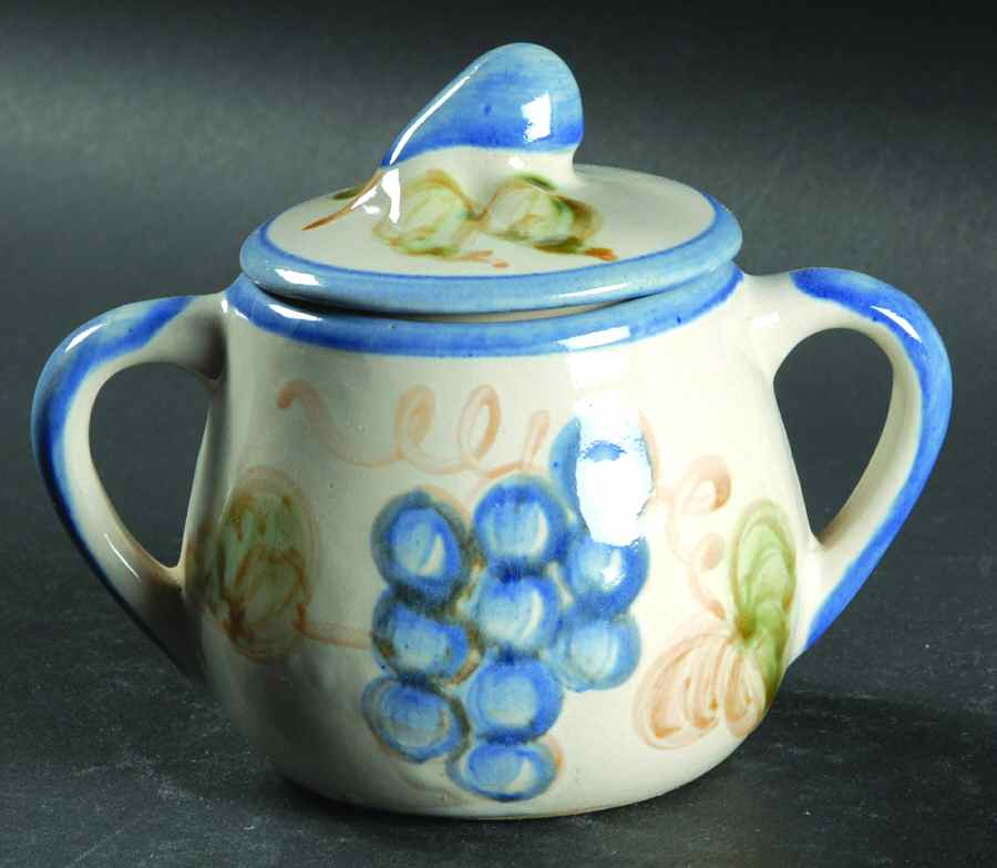 Vintage Blue Sugar Bowl & Lid by John B Taylor-1