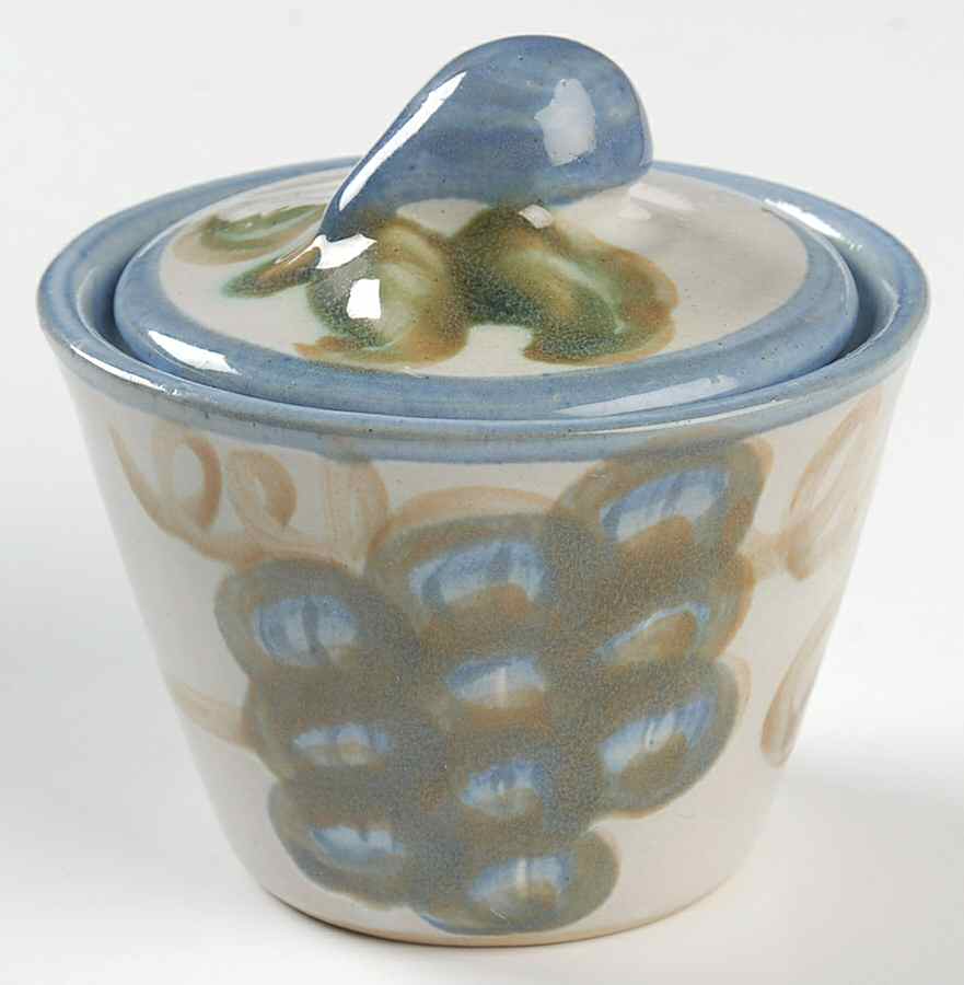 Vintage Blue Sugar Bowl & Lid by John B Taylor-1