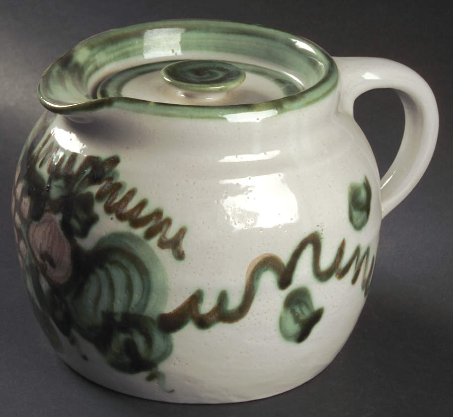 Vintage Olive Green Bean Pot & Lid by John B Taylor-1
