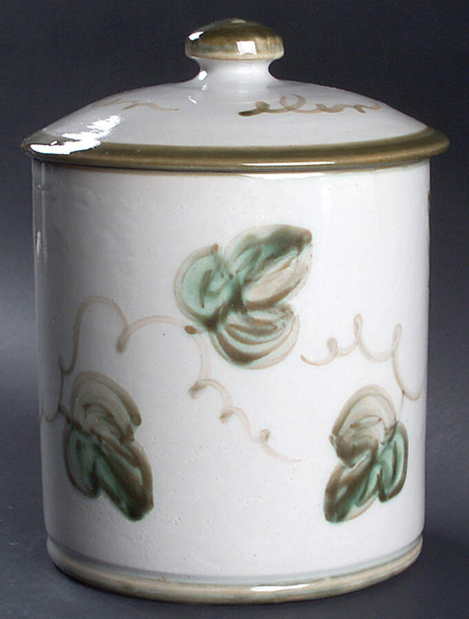 Vintage Olive Green Large Canister & Lid by John B Taylor-1