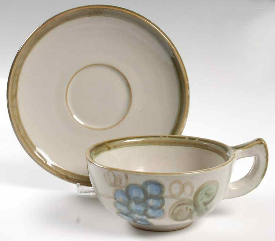 Vintage Olive Green Joke Cup & Saucer Set by John B Taylor-1