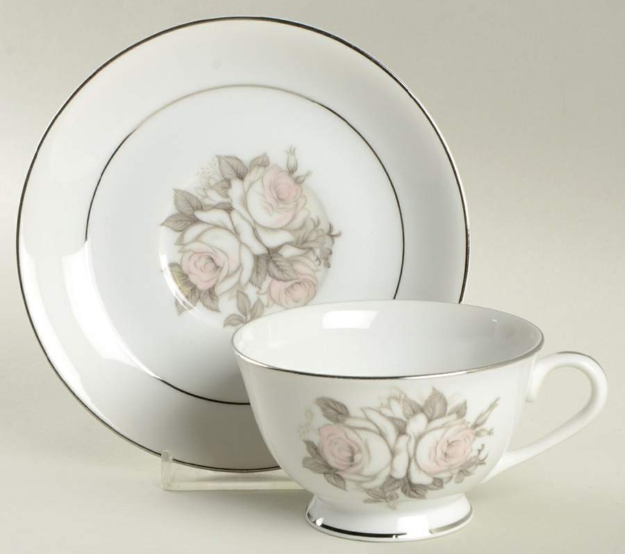Encanto Footed Cup & Saucer Set by Three Castle-1