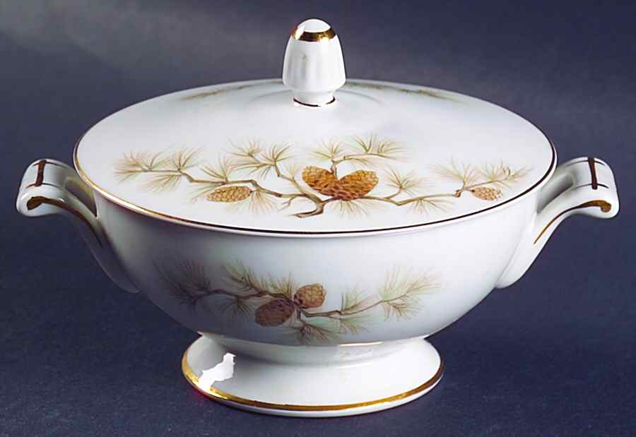 Pine Crest Sugar Bowl & Lid by Three Castle-1