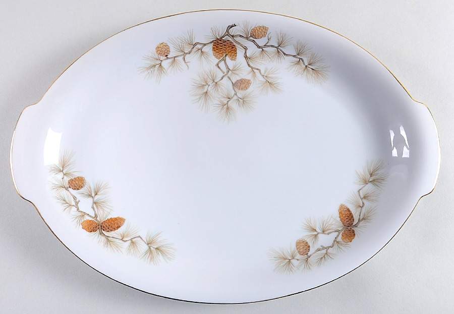 Pine Crest 14" Oval Serving Platter by Three Castle-1