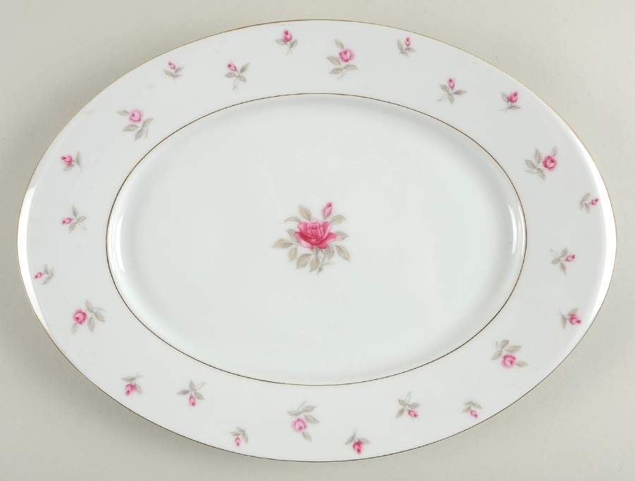 Rosemary 14" Oval Serving Platter by Three Castle-1