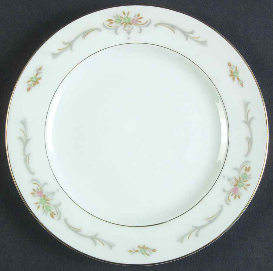 Suzanne (Gold Trim) Bread & Butter Plate by Three Castle-1