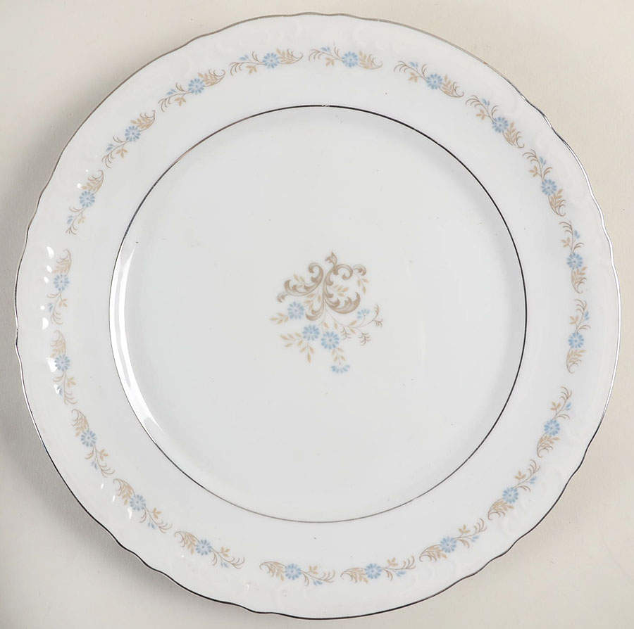 Suzanne (Platinum Trim) Dinner Plate by Three Castle-1