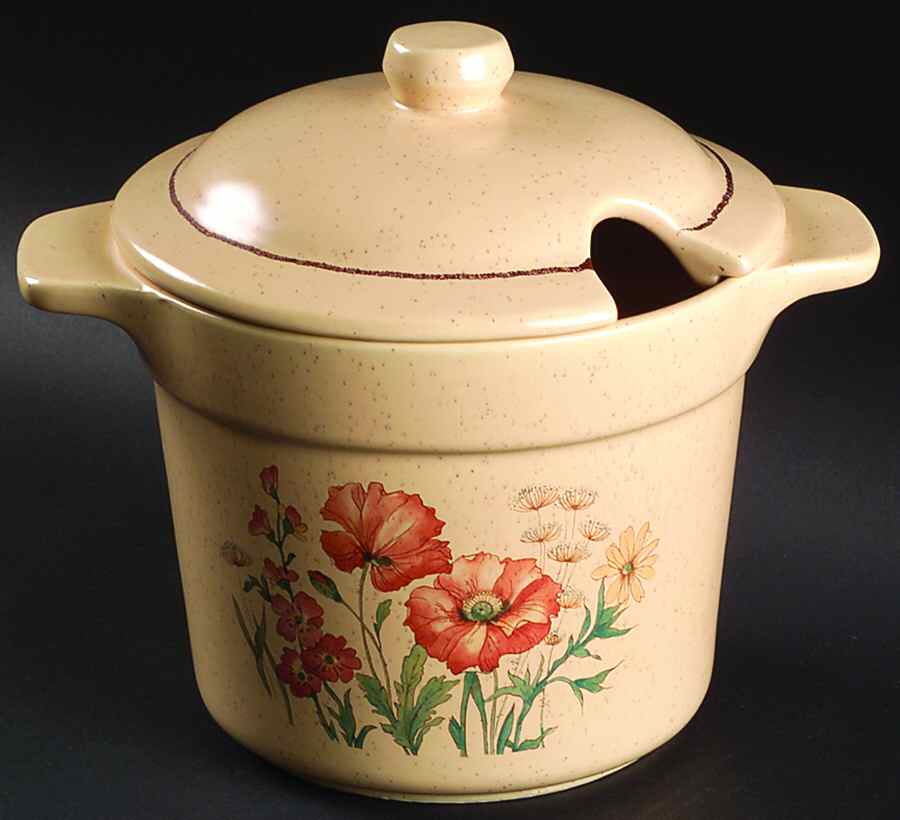 Wildflower Bean Pot & Lid by Treasure Craft-1