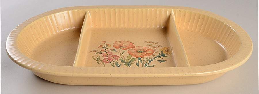 Wildflower 15" Oval Divided Vegetable Bowl by Treasure Craft-1