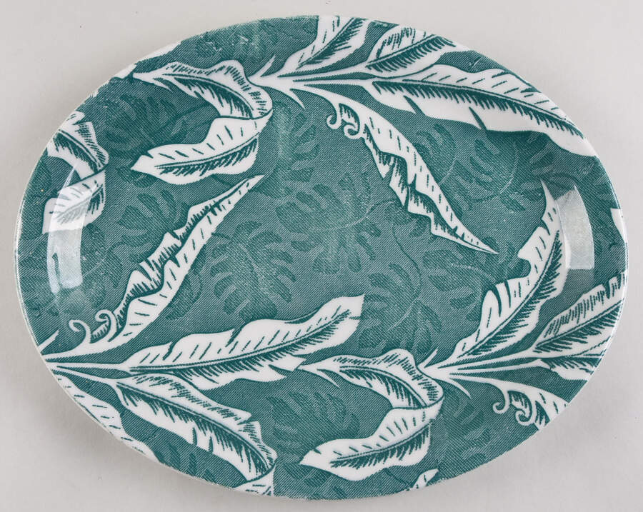 Palm Green 11" Oval Serving Platter by Tepco-1