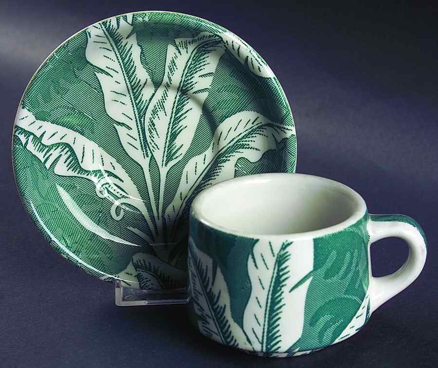 Palm Green Flat Cup & Saucer Set by Tepco-1