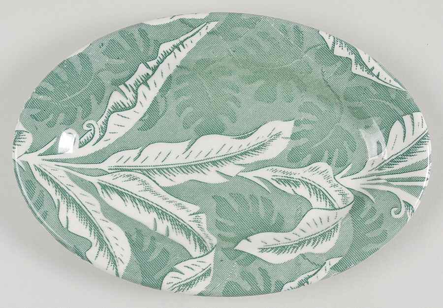 Palm Green 10" Oval Serving Platter by Tepco-1