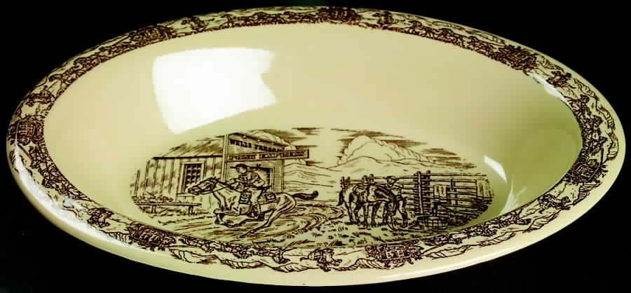 Western Traveler Brown 12" Oval Vegetable Bowl by Tepco-1