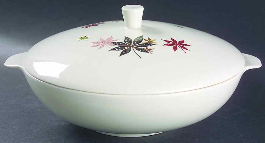 Calico Leaves Round Covered Vegetable by Peter Terris-1
