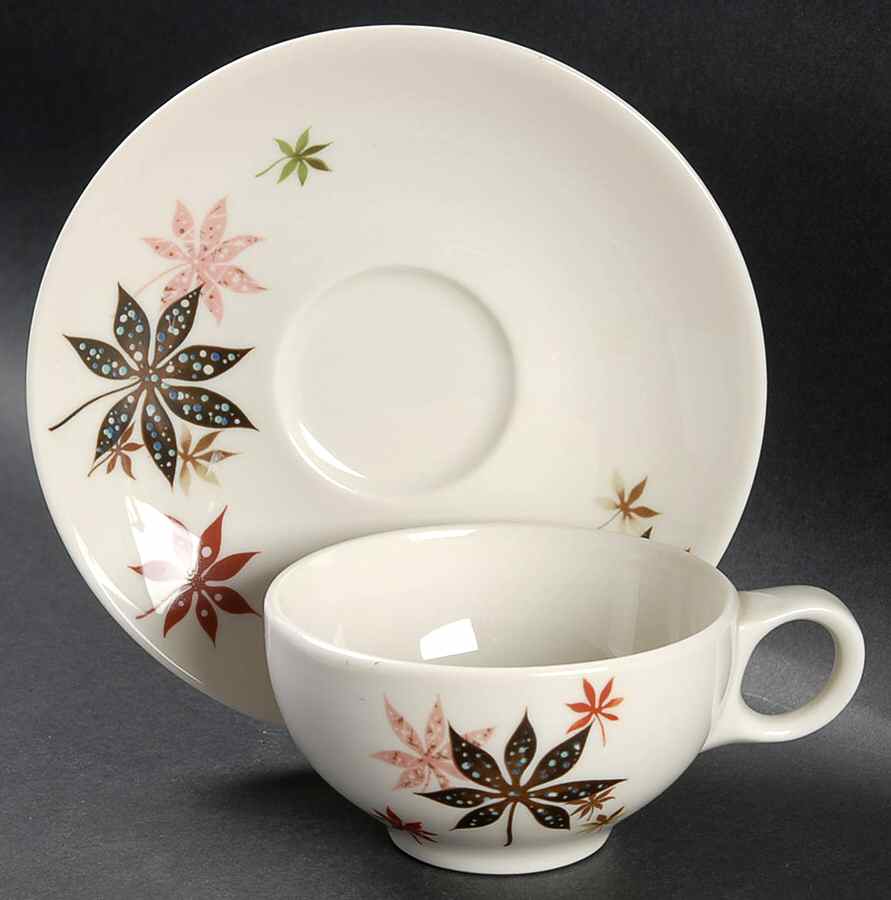 Calico Leaves Flat Cup & Saucer Set by Peter Terris-1
