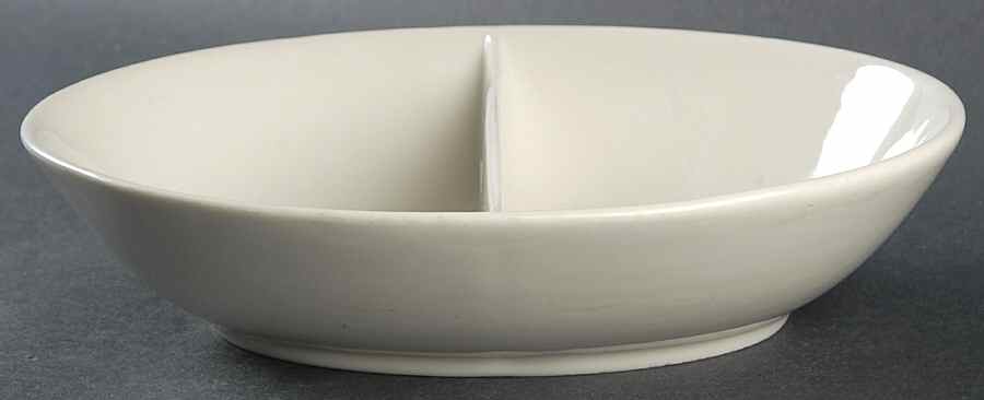 Terris White Oval Divided Vegetable Bowl by Peter Terris-1