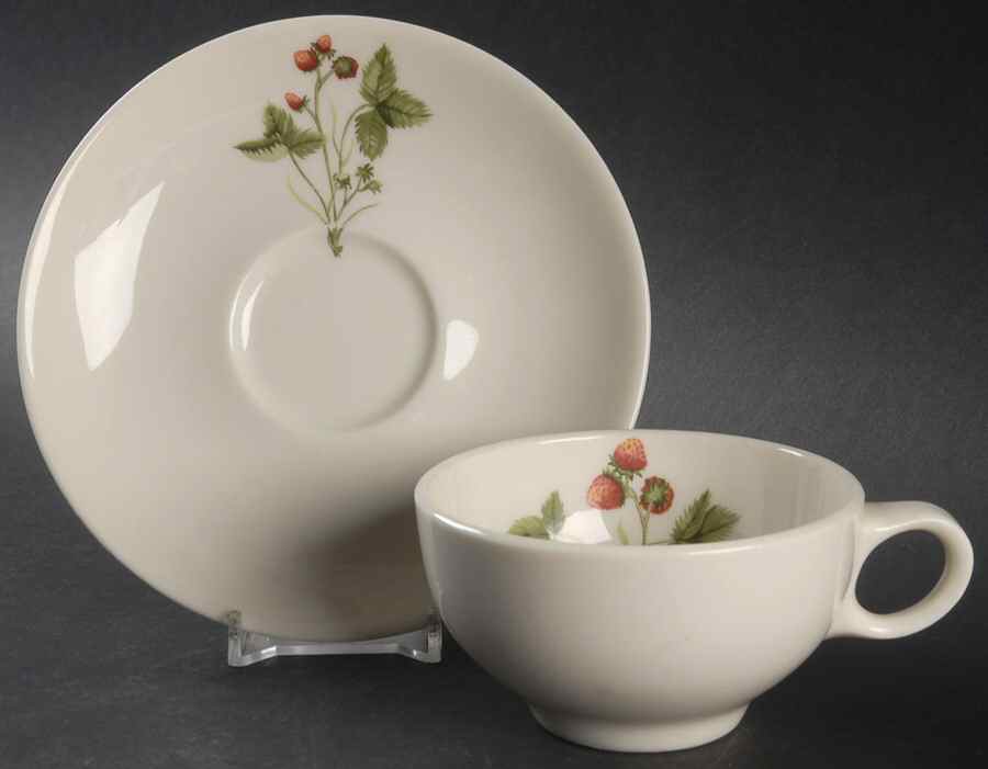 Wild Strawberry Flat Cup & Saucer Set by Peter Terris-1
