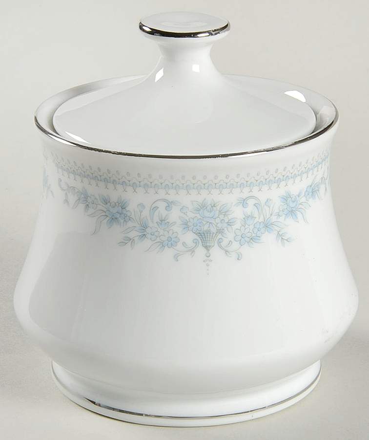 Blue Spring Sugar Bowl & Lid by Towne House-1