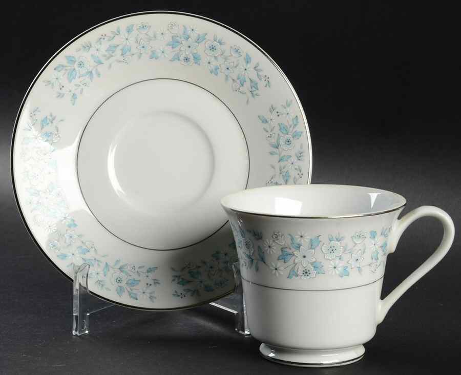 Brocade (Platinum Trim) Footed Cup & Saucer Set by Towne House-1