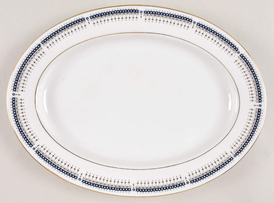 Golden Blue 12" Oval Serving Platter by Towne House-1