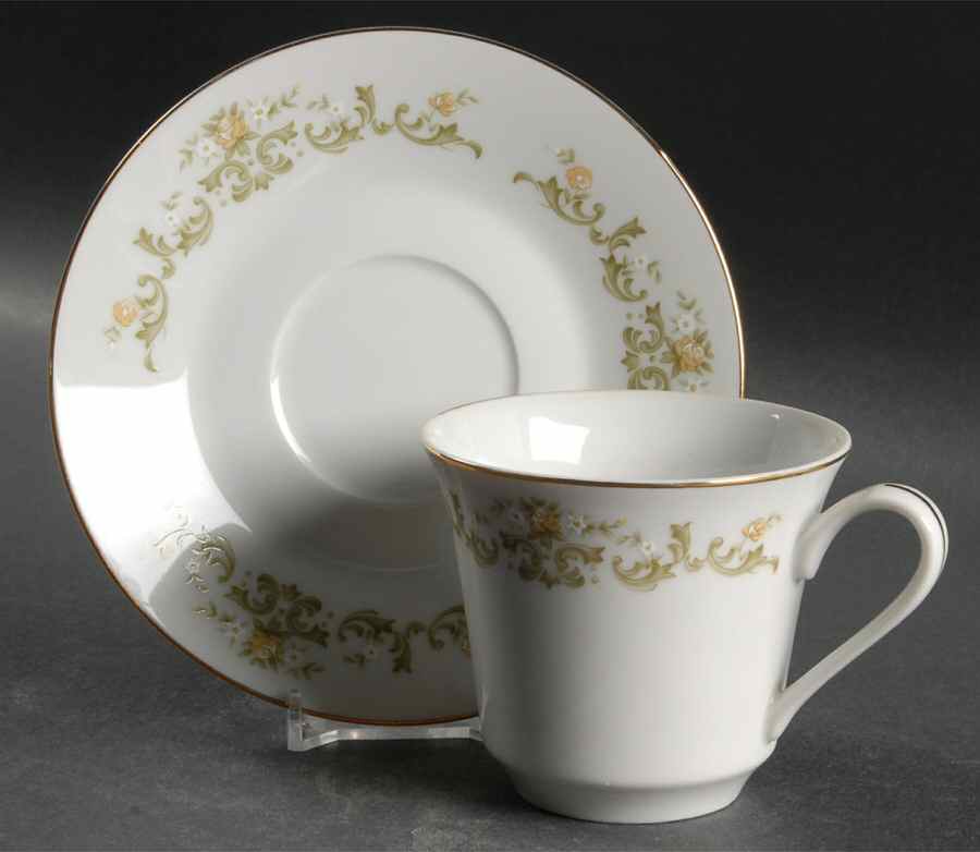 Golden Regal Flat Cup & Saucer Set by Towne House-1