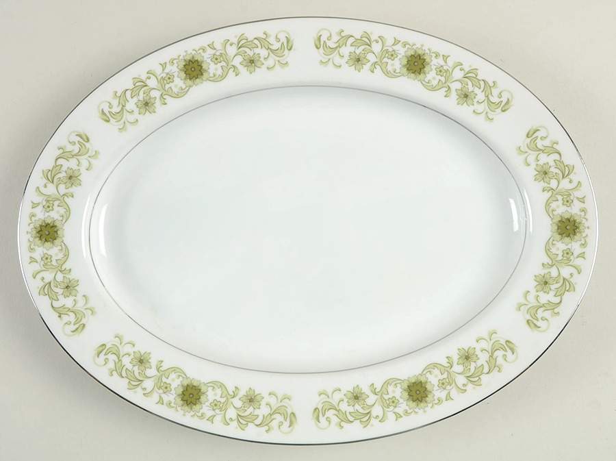Green Dale 12" Oval Serving Platter by Towne House-1