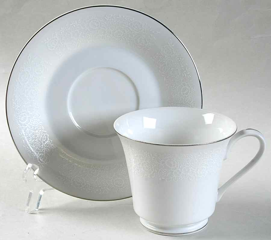 White Lace Footed Cup & Saucer Set by Towne House-1